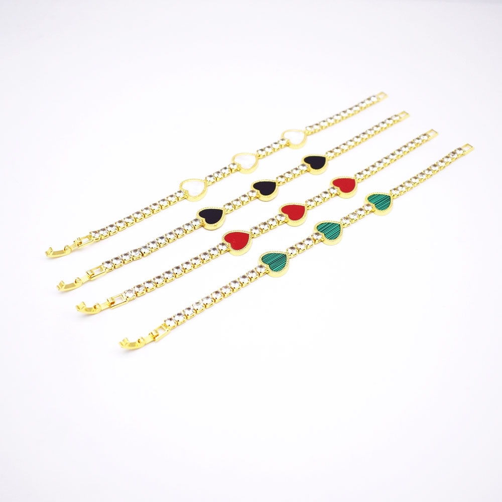Gold Heart Charm Bracelets Set